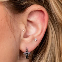 Blue Banana Surgical Steel Cross Ear Clicker (Silver)