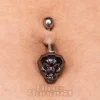 Blue Banana Surgical Steel Crystal Skull Navel Bar (Black)