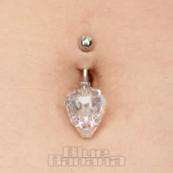 Blue Banana Surgical Steel Crystal Skull Navel Bar (Clear)