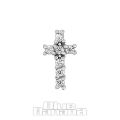 Blue Banana Surgical Steel Cross Threadless Top (Silver)
