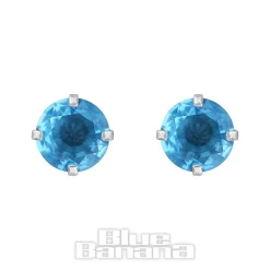 Blue Banana Surgical Steel Cubic Zirconia Round Stud Earrings (Aqua)