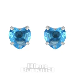 Blue Banana Surgical Steel Cubic Zirconia Heart Stud Earrings (Aqua)