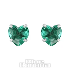 Blue Banana Surgical Steel Cubic Zirconia Heart Stud Earrings (Zircon)