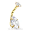 Blue Banana Surgical Steel Cubic Zirconia Teardrop Navel Bar (Gold)