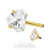 Blue Banana Surgical Steel Cubic Zirconia Heart Navel Bar (Gold)