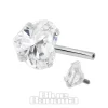 Blue Banana Surgical Steel Cubic Zirconia Heart Navel Bar (Silver)