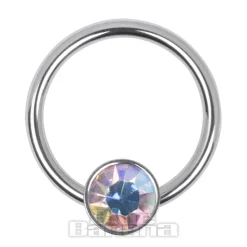Blue Banana Surgical Steel Flat Jewelled BCR (Aurora Borealis)