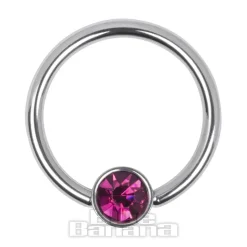 Blue Banana Surgical Steel Flat Jewelled BCR (Fuchsia)