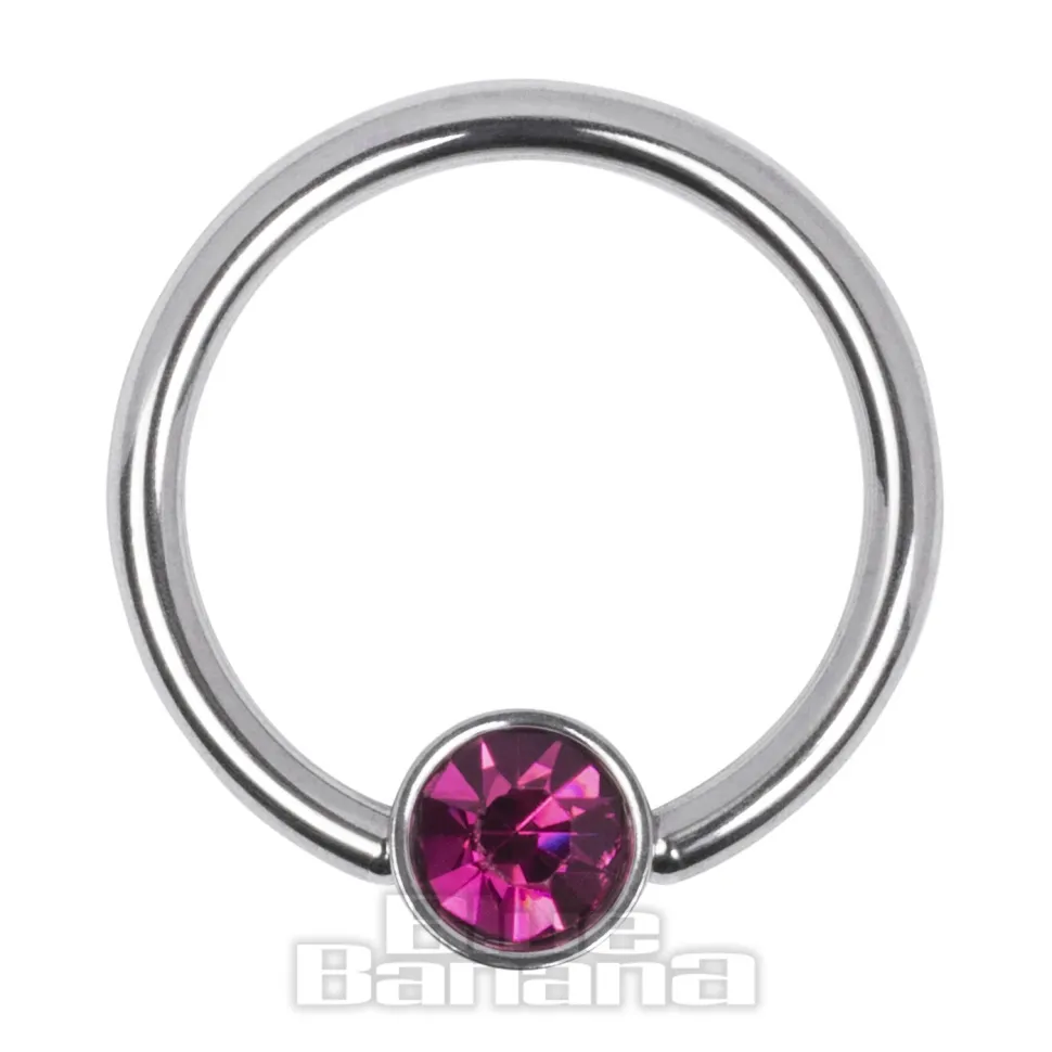 Blue Banana Surgical Steel Flat Jewelled BCR (Fuchsia)