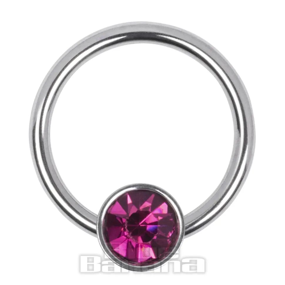 Blue Banana Surgical Steel Flat Jewelled BCR (Fuchsia)