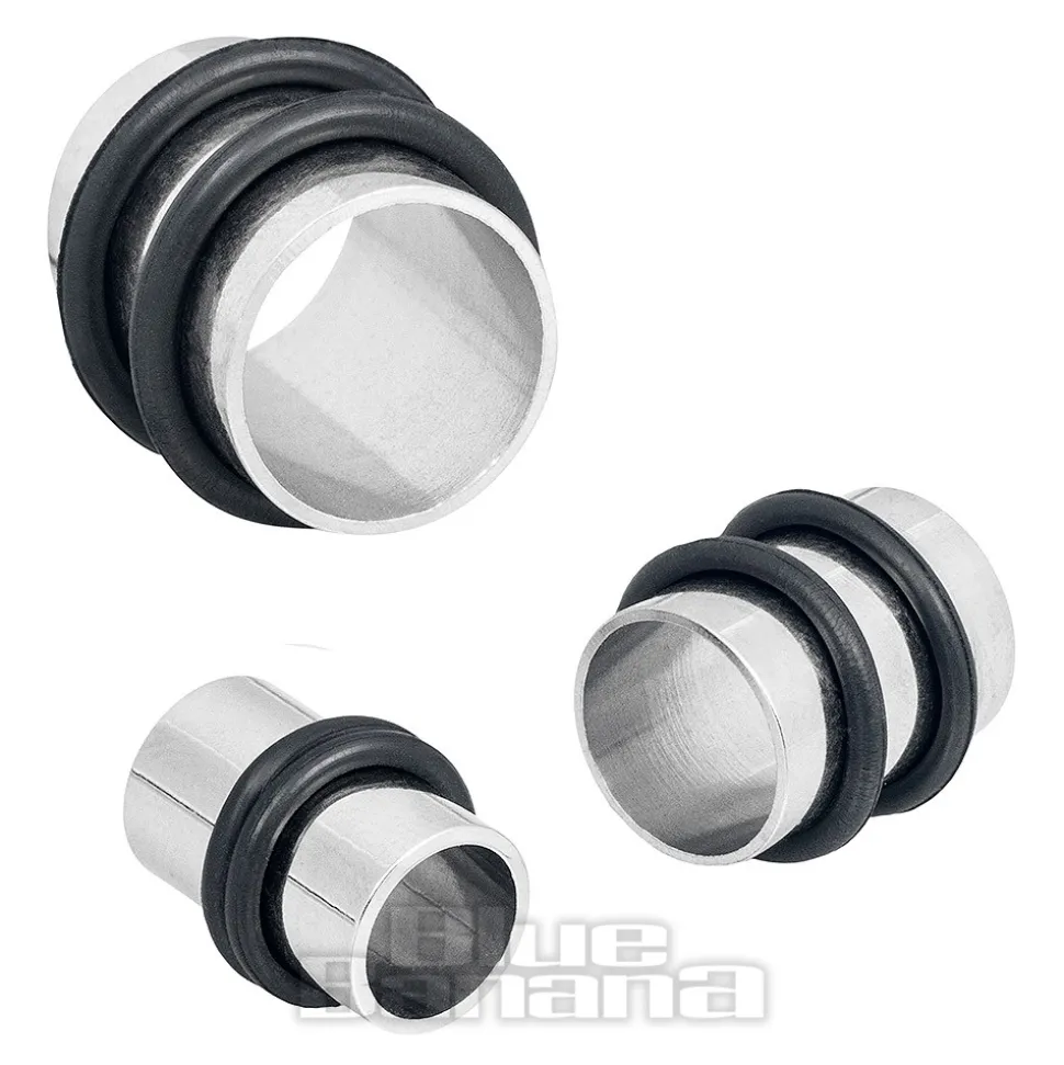 Blue Banana Surgical Steel Flesh Tube 3-24mm (Black/White)