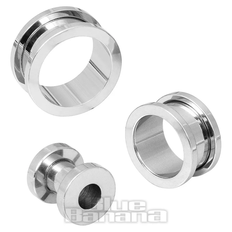 Blue Banana Surgical Steel Flesh Tunnel 3-24mm (Silver)