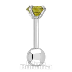 Blue Banana Surgical Steel Gem Jewel 1.2 x 6mm Tragus Bar (Amber)