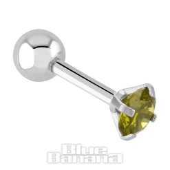 Blue Banana Surgical Steel Gem Jewel 1.2 x 6mm Tragus Bar (Amber)