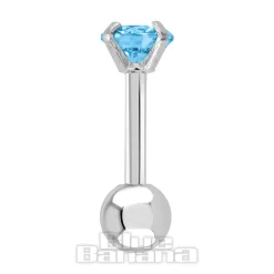 Blue Banana Surgical Steel Gem Jewel 1.2 x 6mm Tragus Bar (Aqua)