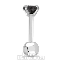Blue Banana Surgical Steel Gem Jewel 1.2 x 6mm Tragus Bar (Black)