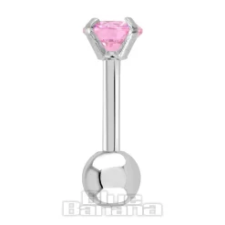 Blue Banana Surgical Steel Gem Jewel 1.2 x 6mm Tragus Bar (Rose)