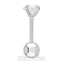 Blue Banana Surgical Steel Gem Jewel 1.2 x 6mm Tragus Bar (Aurora Boralis)