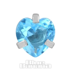 Blue Banana Surgical Steel Heart Jewel 1.2 x 6mm Tragus Bar (Aqua)