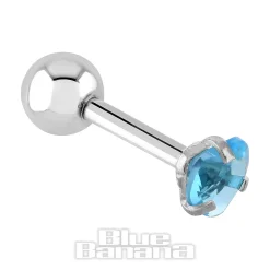 Blue Banana Surgical Steel Heart Jewel 1.2 x 6mm Tragus Bar (Aqua)