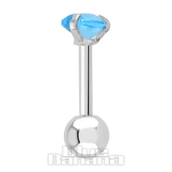 Blue Banana Surgical Steel Heart Jewel 1.2 x 6mm Tragus Bar (Aqua)