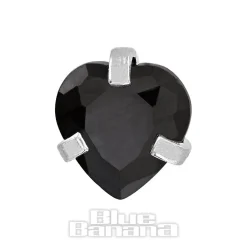 Blue Banana Surgical Steel Heart Jewel 1.2 x 6mm Tragus Bar (Black)