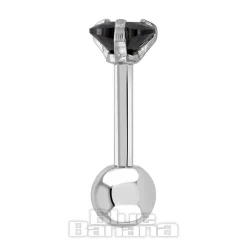 Blue Banana Surgical Steel Heart Jewel 1.2 x 6mm Tragus Bar (Black)
