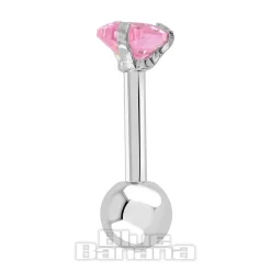 Blue Banana Surgical Steel Heart Jewel 1.2 x 6mm Tragus Bar (Rose)