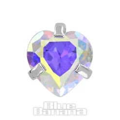 Blue Banana Surgical Steel Heart Jewel 1.2 x 6mm Tragus Bar (Aurora Borealis)