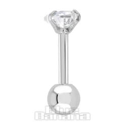 Blue Banana Surgical Steel Heart Jewel 1.2 x 6mm Tragus Bar (Aurora Borealis)