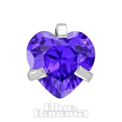 Blue Banana Surgical Steel Heart Jewel 1.2 x 6mm Tragus Bar (Amethyst)