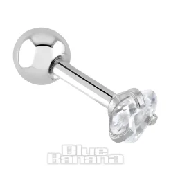 Blue Banana Surgical Steel Heart Jewel 1.2 x 6mm Tragus Bar (Crystal)
