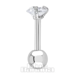 Blue Banana Surgical Steel Heart Jewel 1.2 x 6mm Tragus Bar (Crystal)