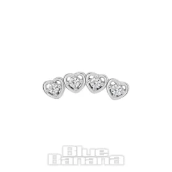 Blue Banana Surgical Steel Heart Cluster Threadless Labret (Silver)