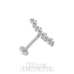 Blue Banana Surgical Steel Heart Cluster Threadless Labret (Silver)