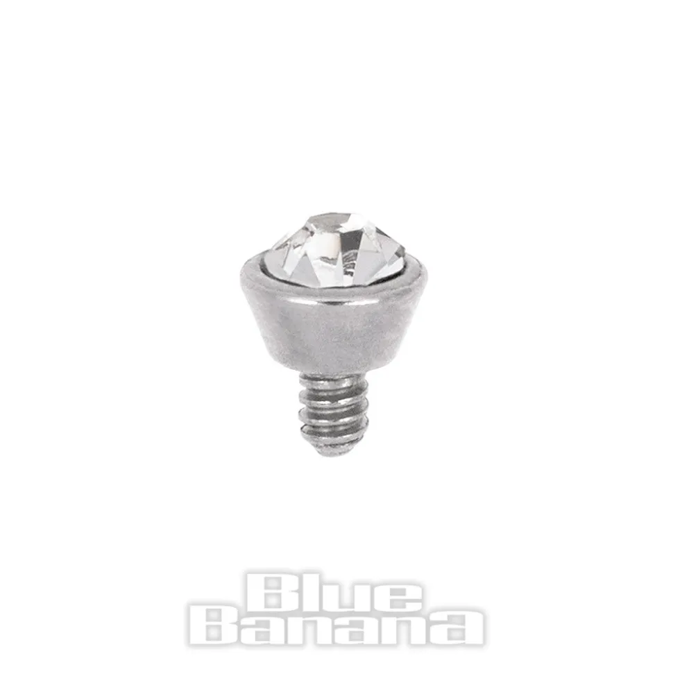 Blue Banana Surgical Steel Internally Threaded Jewelled Labret (Crystal)