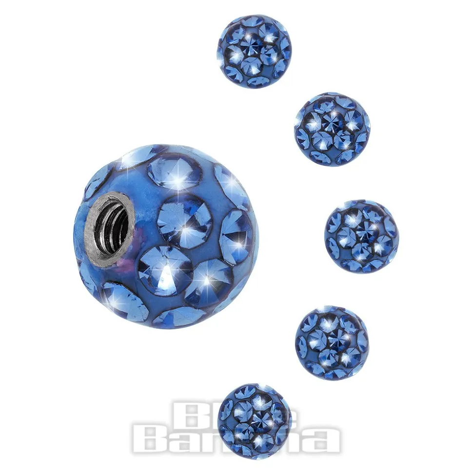 Blue Banana Surgical Steel Jewelled Glitter Ball (Sapphire)