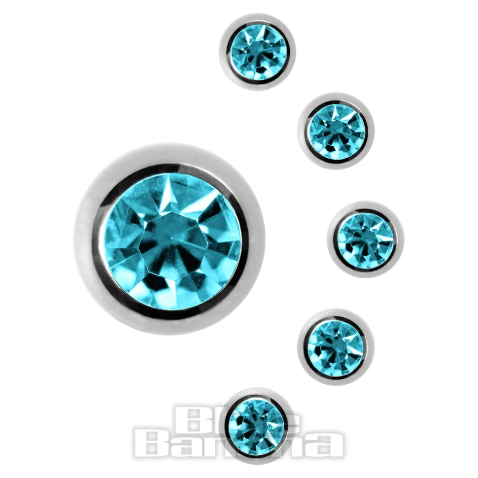 Blue Banana Surgical Steel Jewelled Ball (Aqua)
