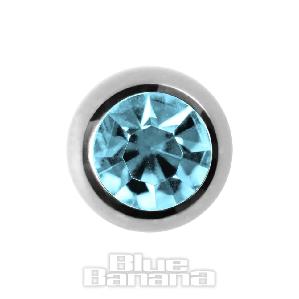 Blue Banana Surgical Steel Jewelled Ball (Aqua)
