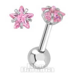 Blue Banana Surgical Steel Jewel Star 1.2 x 6mm Tragus Bar (Rose)