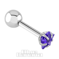 Blue Banana Surgical Steel Jewel Star 1.2 x 6mm Tragus Bar (Amethyst)