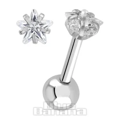 Blue Banana Surgical Steel Jewel Star 1.2 x 6mm Tragus Bar (Crystal)