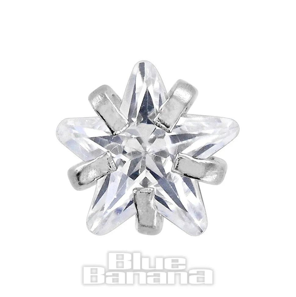 Blue Banana Surgical Steel Jewel Star 1.2 x 6mm Tragus Bar (Crystal)