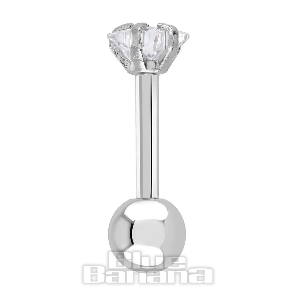 Blue Banana Surgical Steel Jewel Star 1.2 x 6mm Tragus Bar (Crystal)