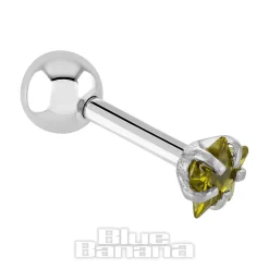 Blue Banana Surgical Steel Jewel Gem 1.2 x 6mm Tragus Bar (Amber)