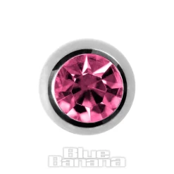 Blue Banana Surgical Steel 6mm Jewelled Ball (Rose Pink)