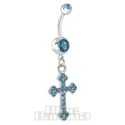 Blue Banana Surgical Steel 1.6mm Cross Navel Bar (Aqua)