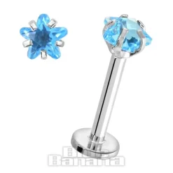 Blue Banana Surgical Steel 4mm Star 1.2mm Labret (Aqua)