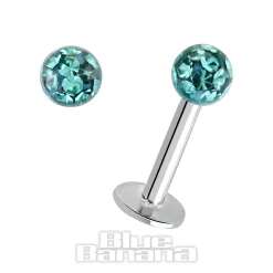 Blue Banana Surgical Steel 1.2mm Glitterball Labret (Zircon)