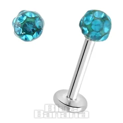 Blue Banana Surgical Steel 1.2mm Glitterball Labret (Zircon)